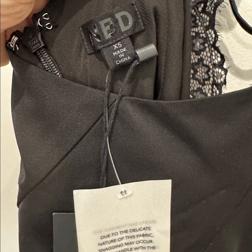 NWT NBD Brigitta Satin Lace Midi Dress in Black - Picture 10 of 10